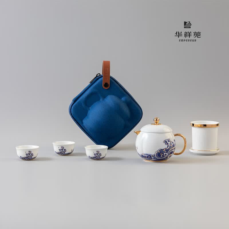 华祥苑 国瓷永丰源 国缤茶器7头旅行茶具组 快客杯 海上明珠