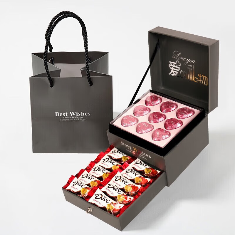 德芙（Dove）心语巧克力礼盒生日礼物38妇女节女神节送老婆女朋友休闲实用tzb 心语德芙9+10