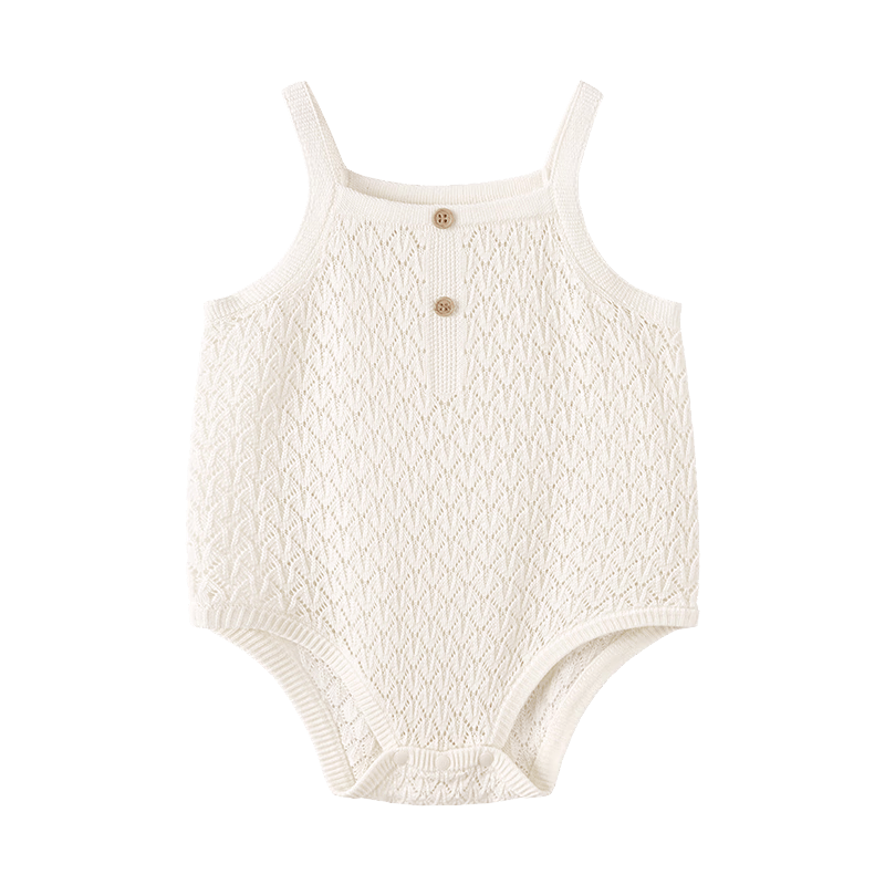 babylove【清仓】婴幼儿吊带包屁衣夏季凉感宝宝无袖三角哈衣爬服轻薄夏装 米白色 80cm