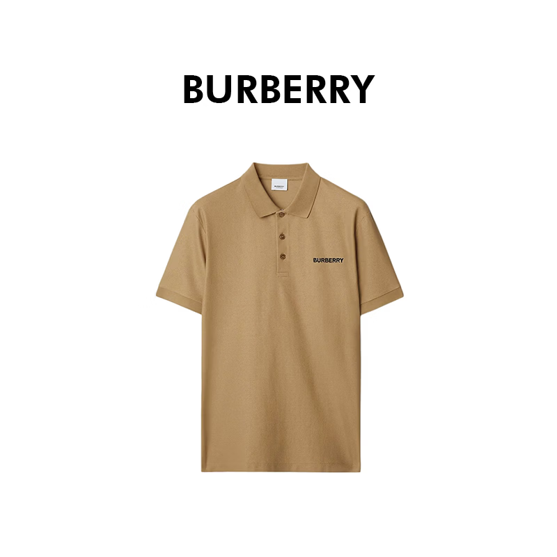 BURBERRY巴宝莉新款男字母刺绣运动潮流短袖Polo衫80844381 驼色 S 礼物