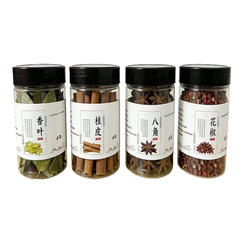 香辛料组合装6瓶香料大料八角桂皮香叶花椒辣椒小茴香组合 厨房四宝【八角30g+桂皮30g+花椒40g+香叶10g】