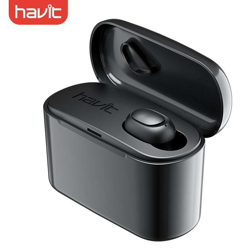 海威特(Havit)i6无线蓝牙耳机单耳迷你隐形运动耳塞商务耳麦 苹果安卓通用 1500毫安充电盒 黑色