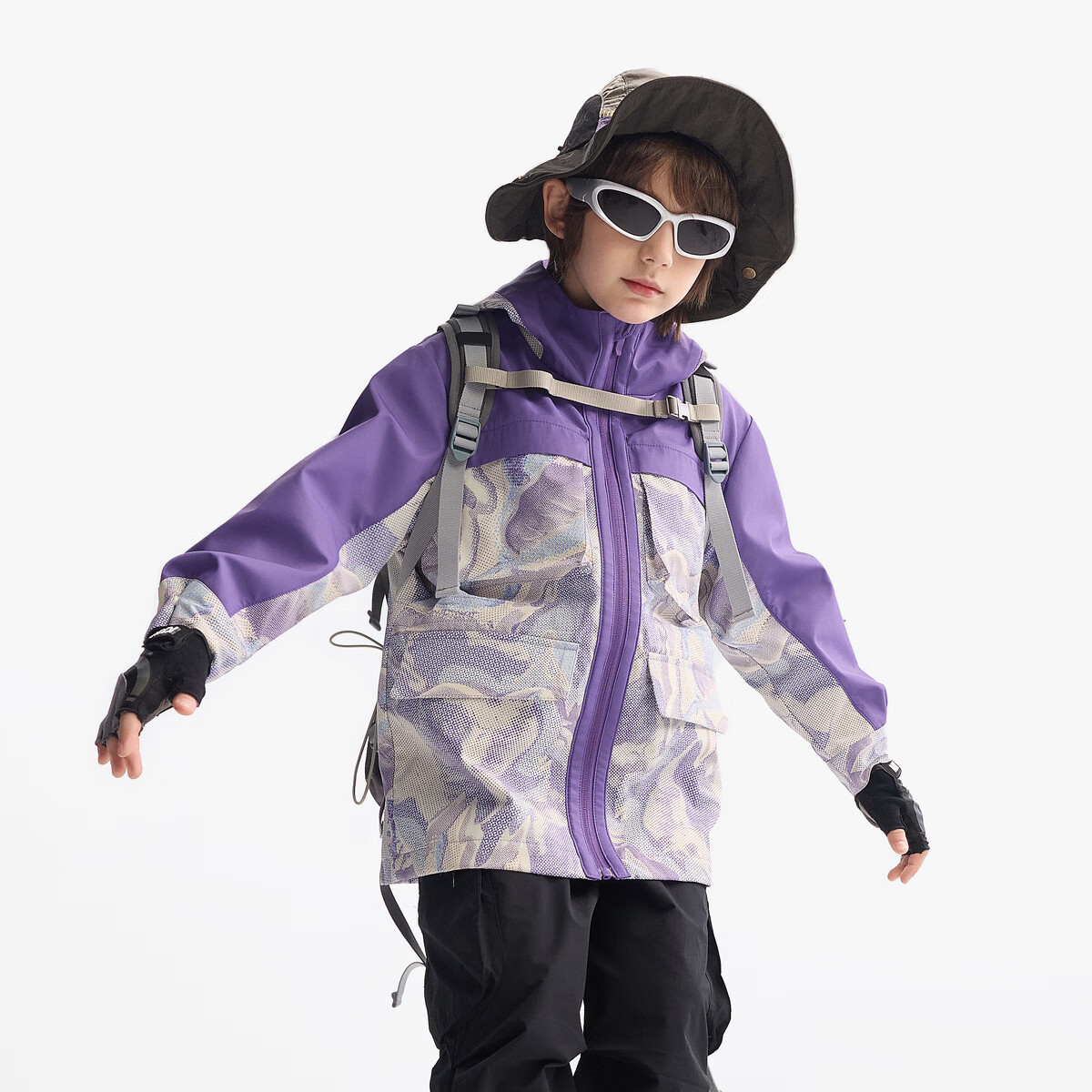 马骑顿【三防】MQD童装男童满版秋季新款儿童户外透气透湿风衣 花色 140