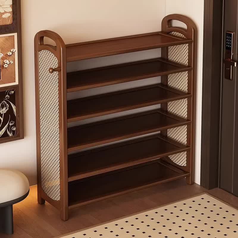 禧竹来鞋架多层家用门口中古鞋柜租房宿舍入户门玄关室内好看鞋子收纳架 茶色-3层50cm【层板加厚支架加固】
