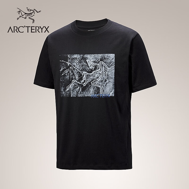 ARC'TERYX始祖鸟 KRAGG COTTON LITHOGRAPHICA SS 男子 棉质短袖T恤 BLACK/黑色 M