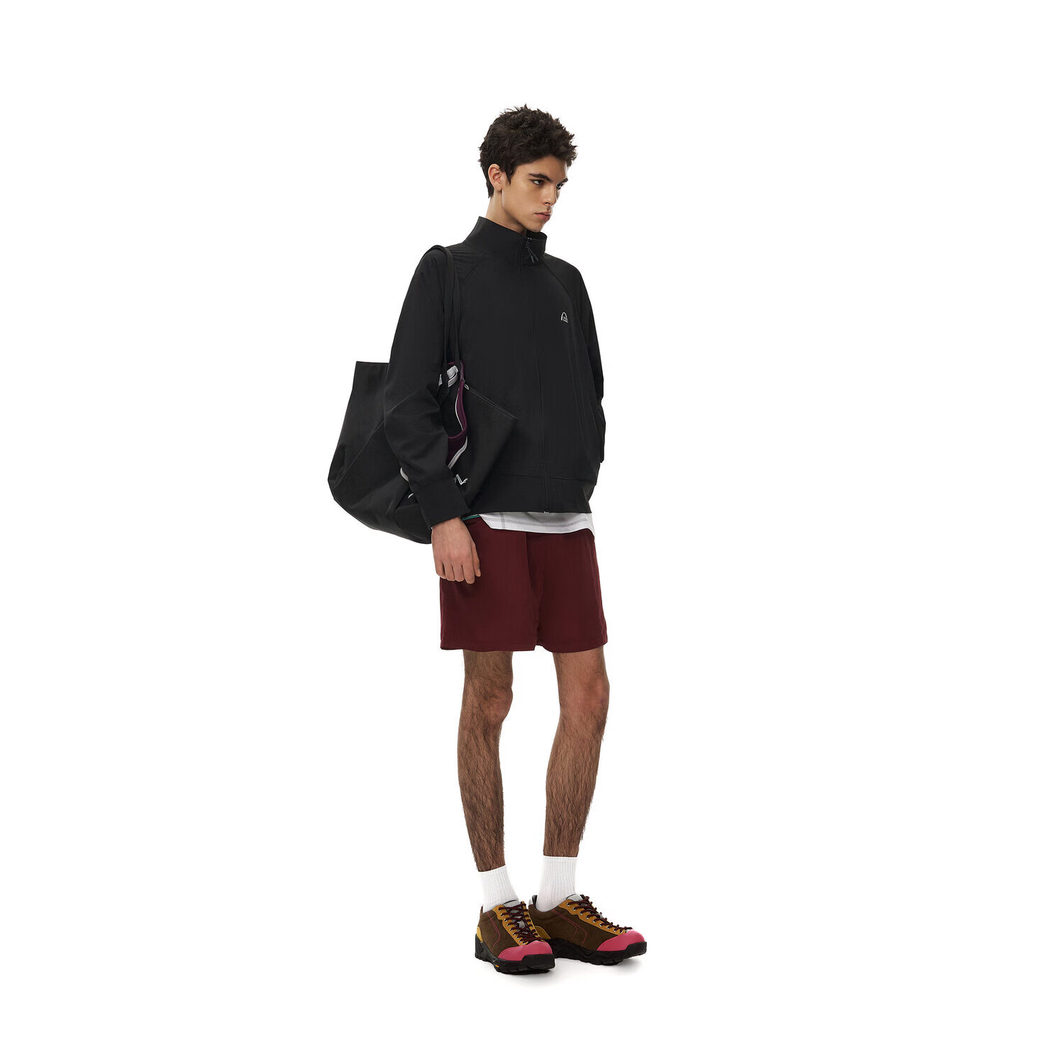 NICEBAD立领合身插肩袖UPF50+防泼水防晒外套肌理感宽松上衣春秋 黑色(预售) S