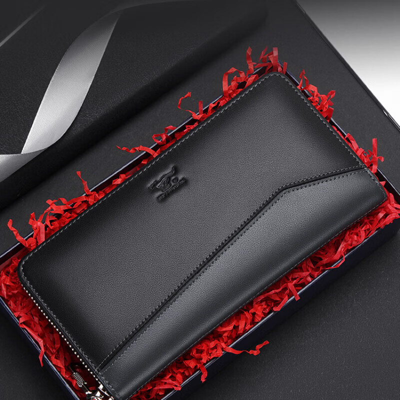 七匹狼(SEPTWOLVES)钱包男士长款真皮拉链皮夹2026新款高端手包手拿包爸爸皮包 新款长款钱包(精美礼盒+代写贺卡)