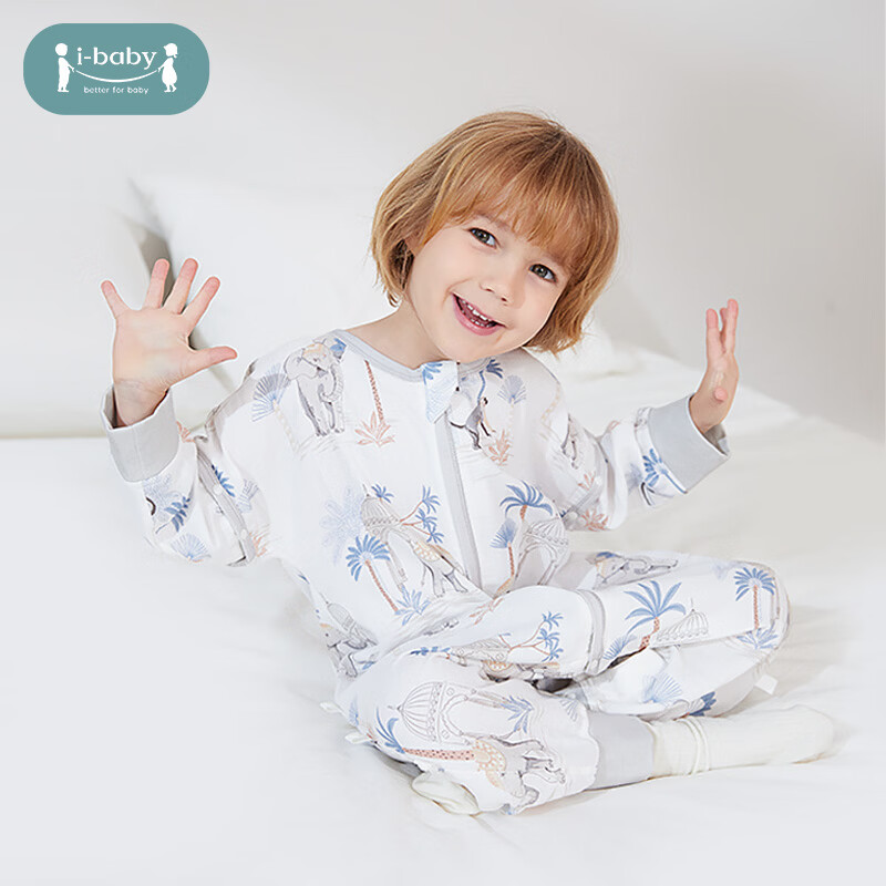ibaby【四层纱布恒温睡袋】宝宝分腿睡袋秋季防踢被C 四层纱布-踏歌熹象-可拆袖（室温24-28℃） 110码