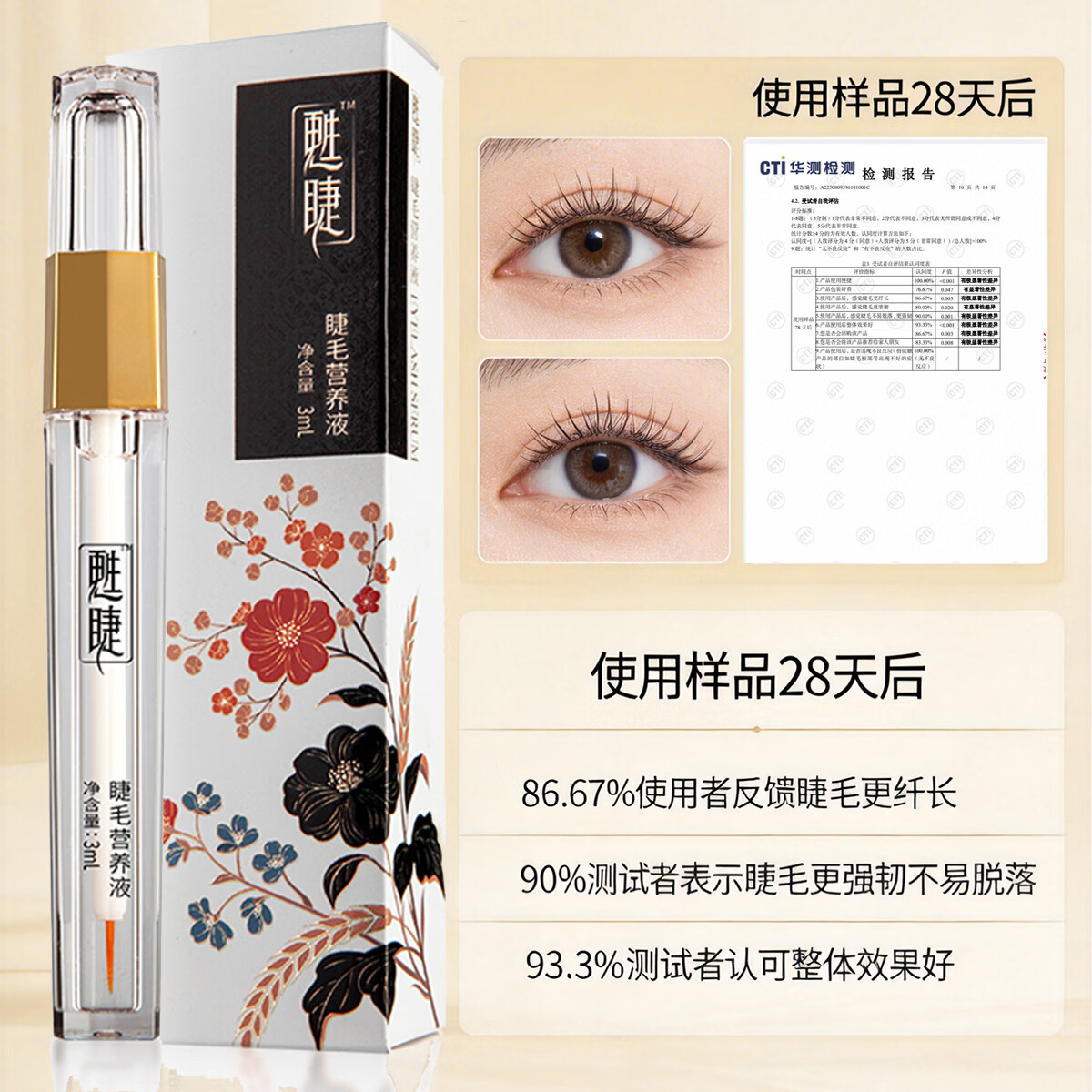 甦睫官方正品睫毛增i长液温和不刺激眉毛生i长液精华密纤长滋养液专利 【三重专利认证】睫毛增i长液
