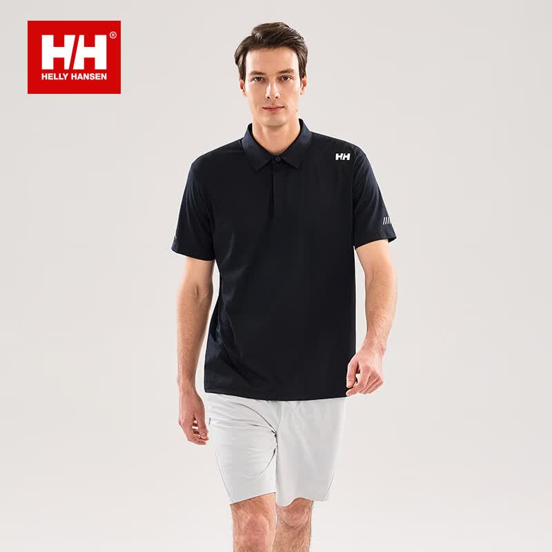 HELLY HANSEN, HH海丽汉森hh26夏经典款男款日常休闲抗菌短袖POLO衫 黑色 XL