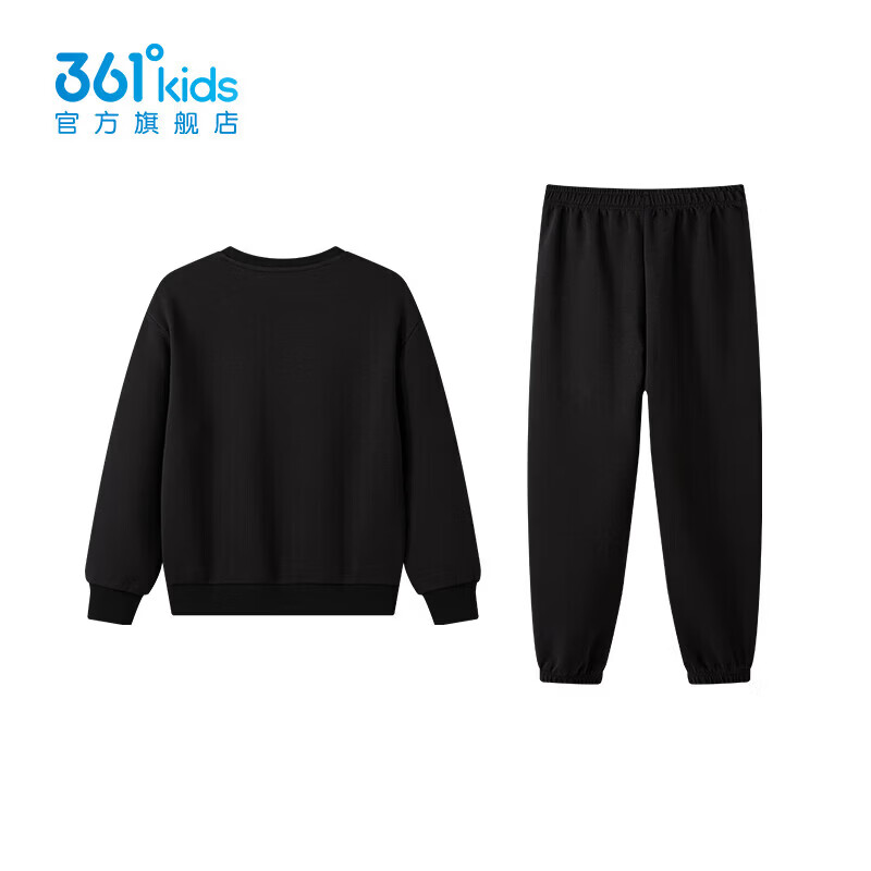 361°童装男童长袖针织套装儿童百搭年春秋新款女童圆领运动套装 经典黑/经典黑 110 cm