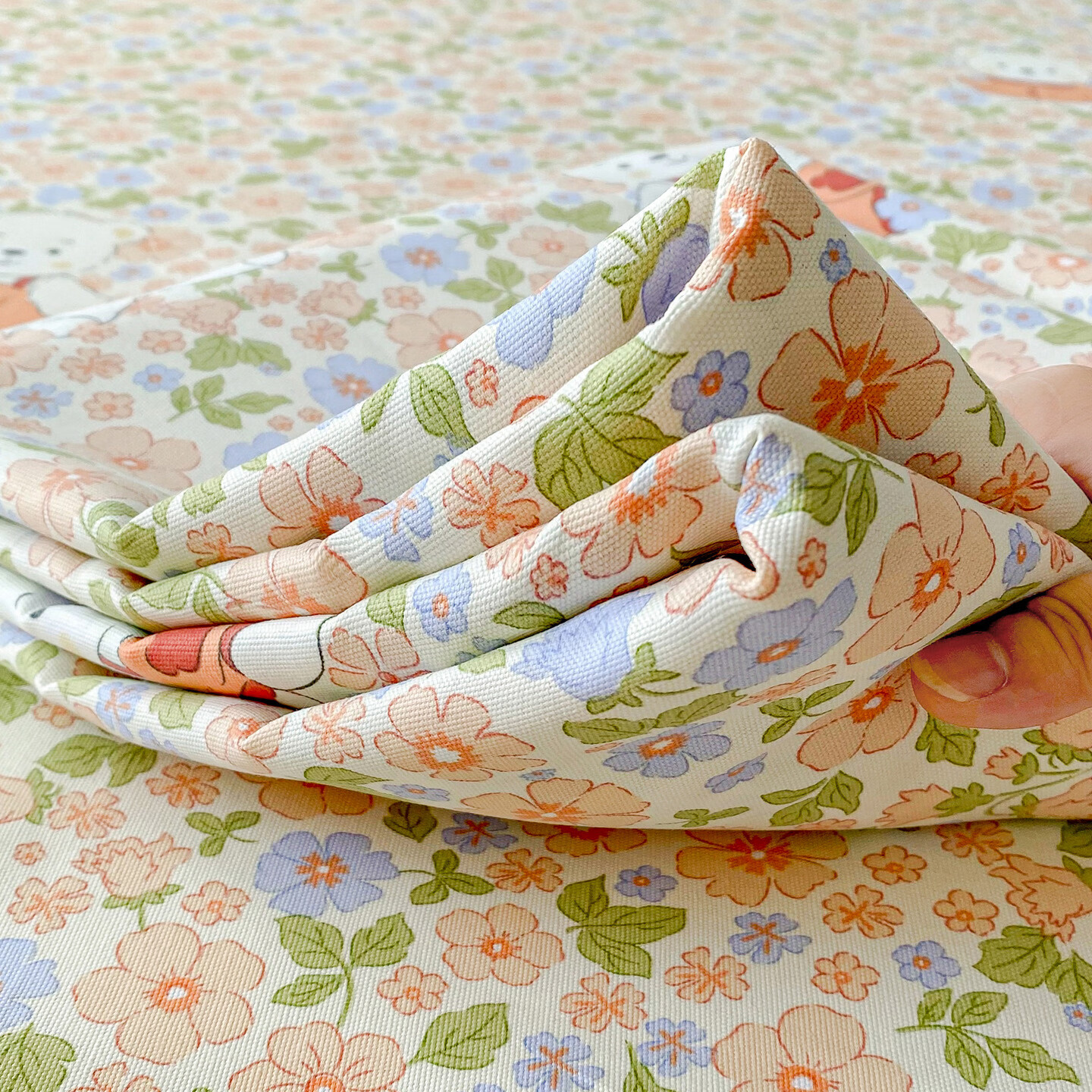 雅鹿加厚老粗布床单单件100原棉亚麻床罩学生宿舍被单三件套单人 花朵熊 200*230cm床单三件套