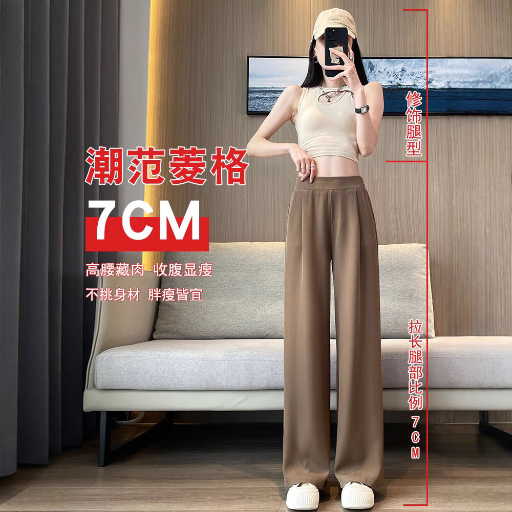 CronetKcnsy西装裤春秋高腰垂感阔腿裤2026新款夏季薄款休闲窄版直筒西裤子 蓝灰 3XL 推荐170-200斤