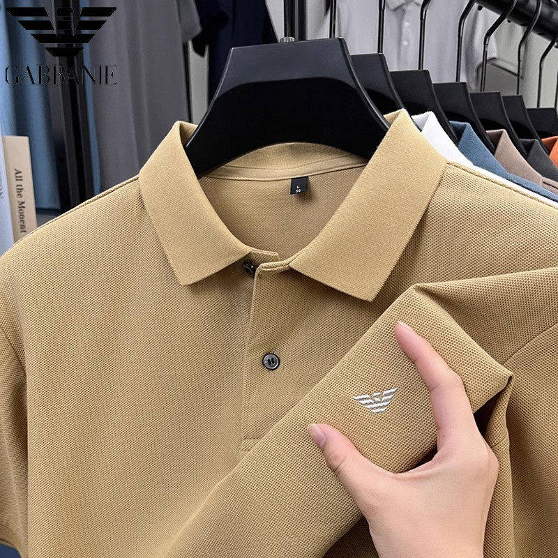 阿玛尼（ARMANI）意大利短袖t恤中年男士重磅纯棉T恤衫夏季新款休闲polo衫 橄榄绿 L 175/88A