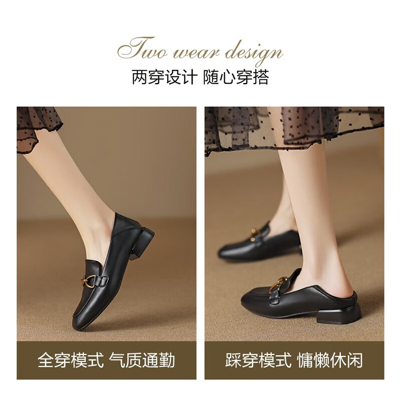 ZHR则则单鞋女秋季新品蝴蝶结金属饰扣休闲鞋子女百搭真牛皮透气舒适 米色 37