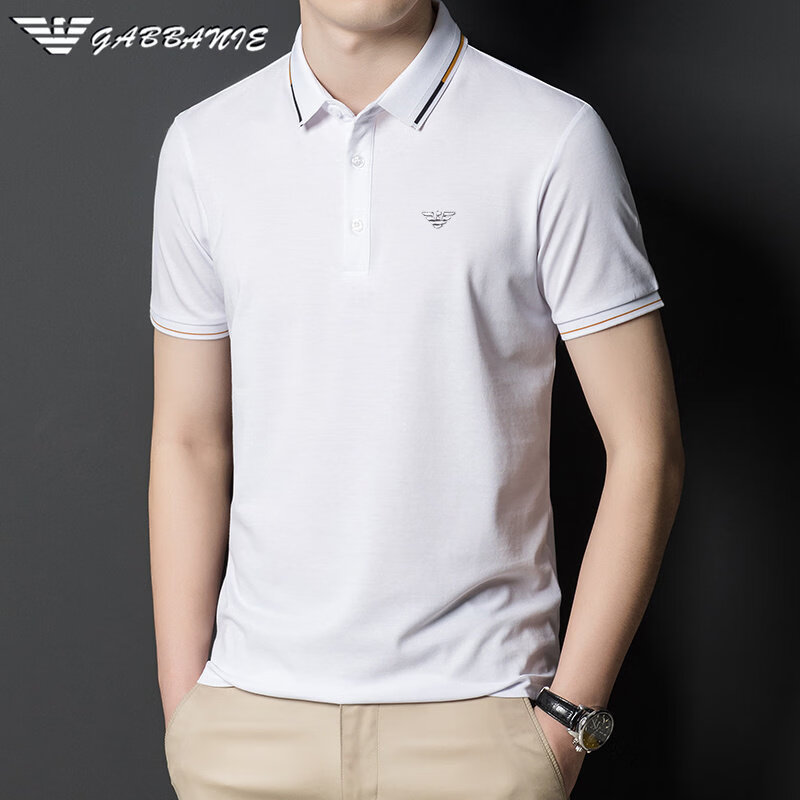 阿玛尼（ARMANI）意大利正品丝光棉男式短袖t恤夏季薄冰丝男式Polo衫半袖t恤新潮 国际一线品牌AG_111宝蓝 L 175_92A