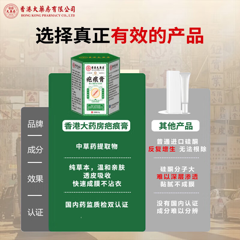 香港大药房疤痕膏旧疤伤疤淡印凹凸增生痘坑软膏痘印痘坑 1瓶 买2送1