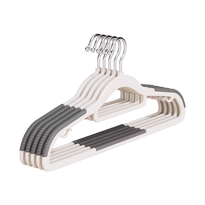 米卡博衣架家用挂衣无痕防肩角衣撑晾衣服防滑护衣架子衣柜衣挂撑子挂架 【防滑无痕-双位款】灰色 1支20个