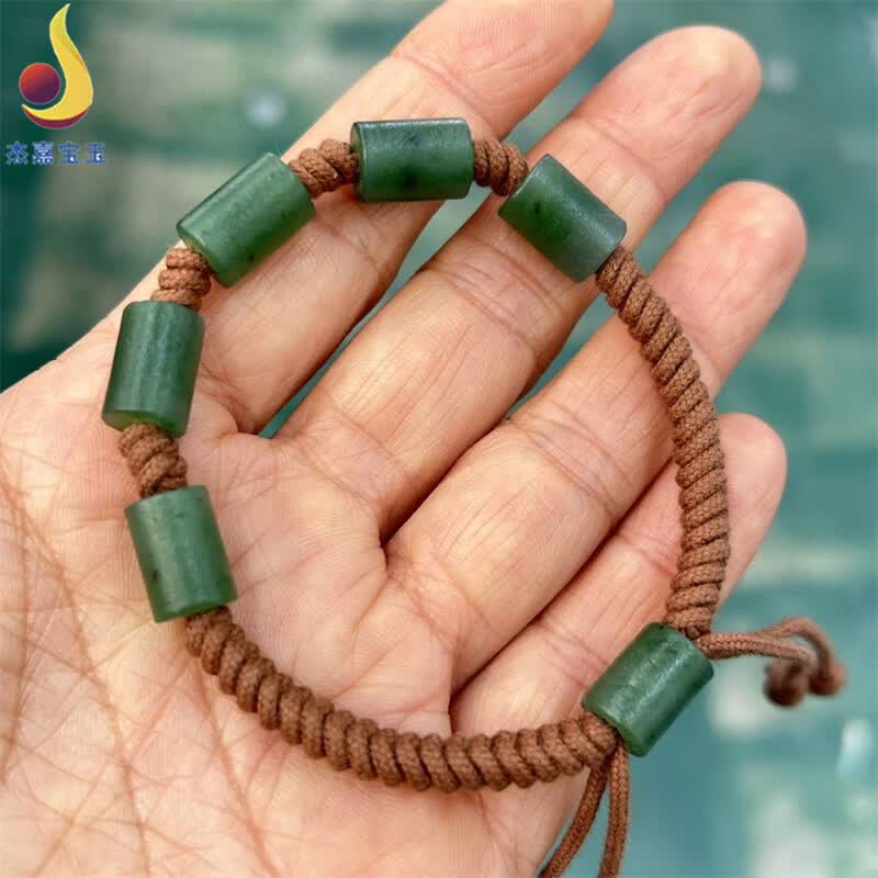 杰嘉宝玉【路路通】和田手工编织玉碧玉老料路路通手链珠子手串编绳手链