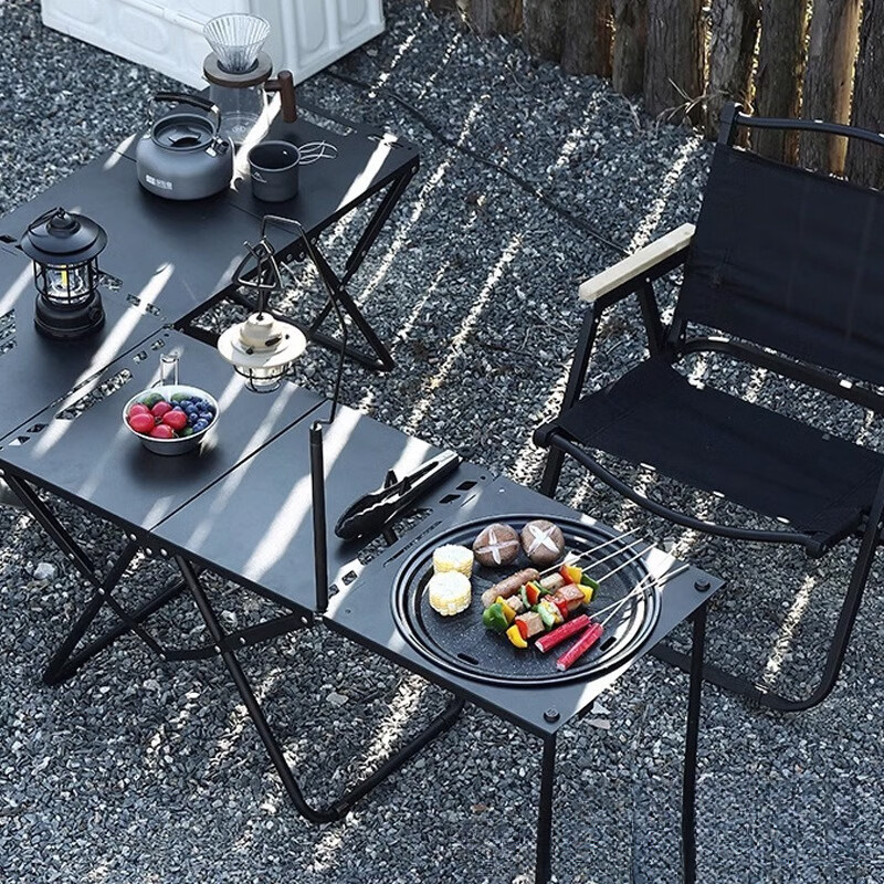 户外折叠桌野外露营钓鱼户外露营可折叠多功能便携折叠战术桌jt 黑色-战术折叠桌【送收纳包】