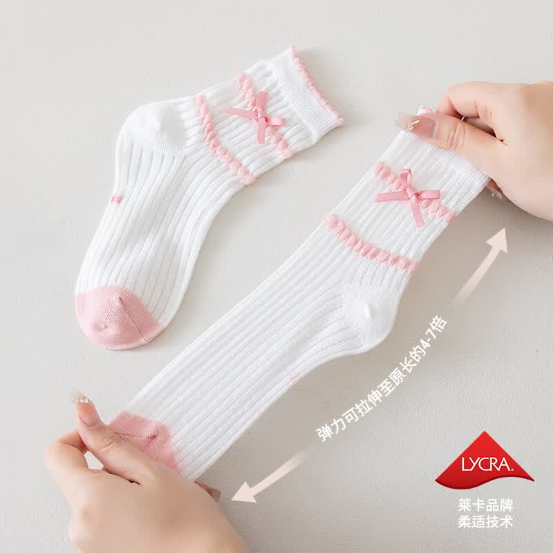 猫人(MiiOW)女童袜子儿童春秋夏季薄款中筒袜小女孩宝宝婴儿无骨纯色棉袜 桃之夭夭 5双 3-5岁 (M) 建议鞋码22-26码