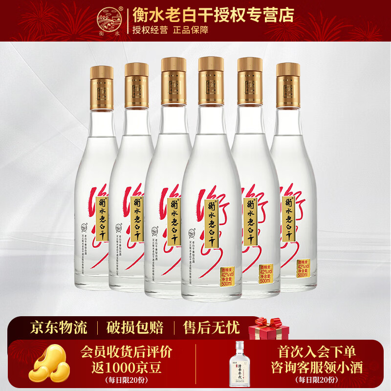 衡水老白干金盖42度 500ml 老白干香型 纯粮口粮优级酒白酒光瓶 42度 500mL 6瓶