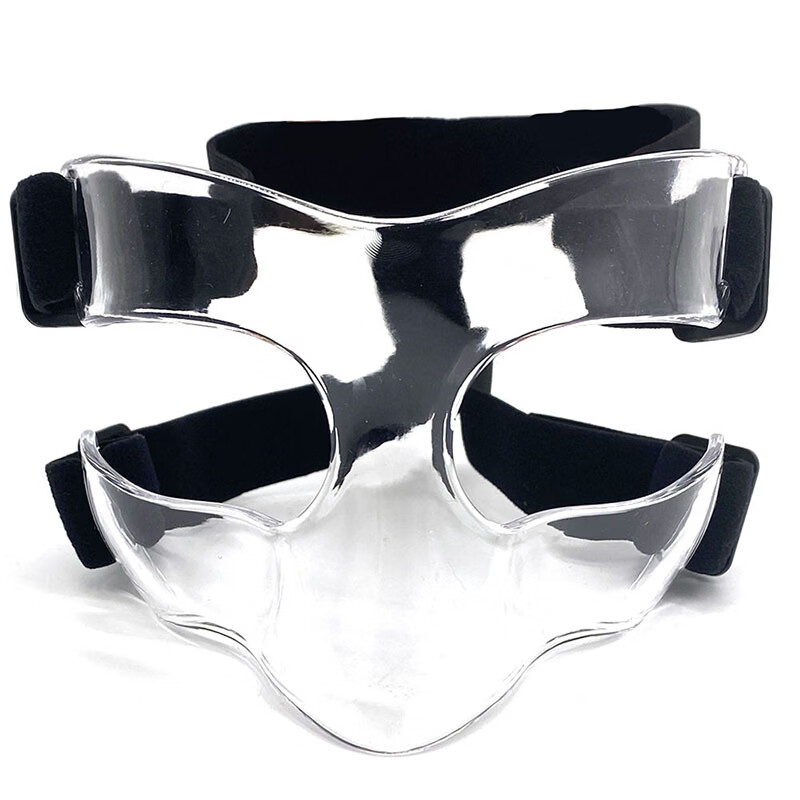 泽赛高透篮球面具护鼻防护面罩日常训练足球篮球运动保护装备半框款式 运动防护面具成人青少年通用透明款篮球护脸面具 篮球防护面罩护鼻脸防撞面具头部保护罩透明色篮球运动