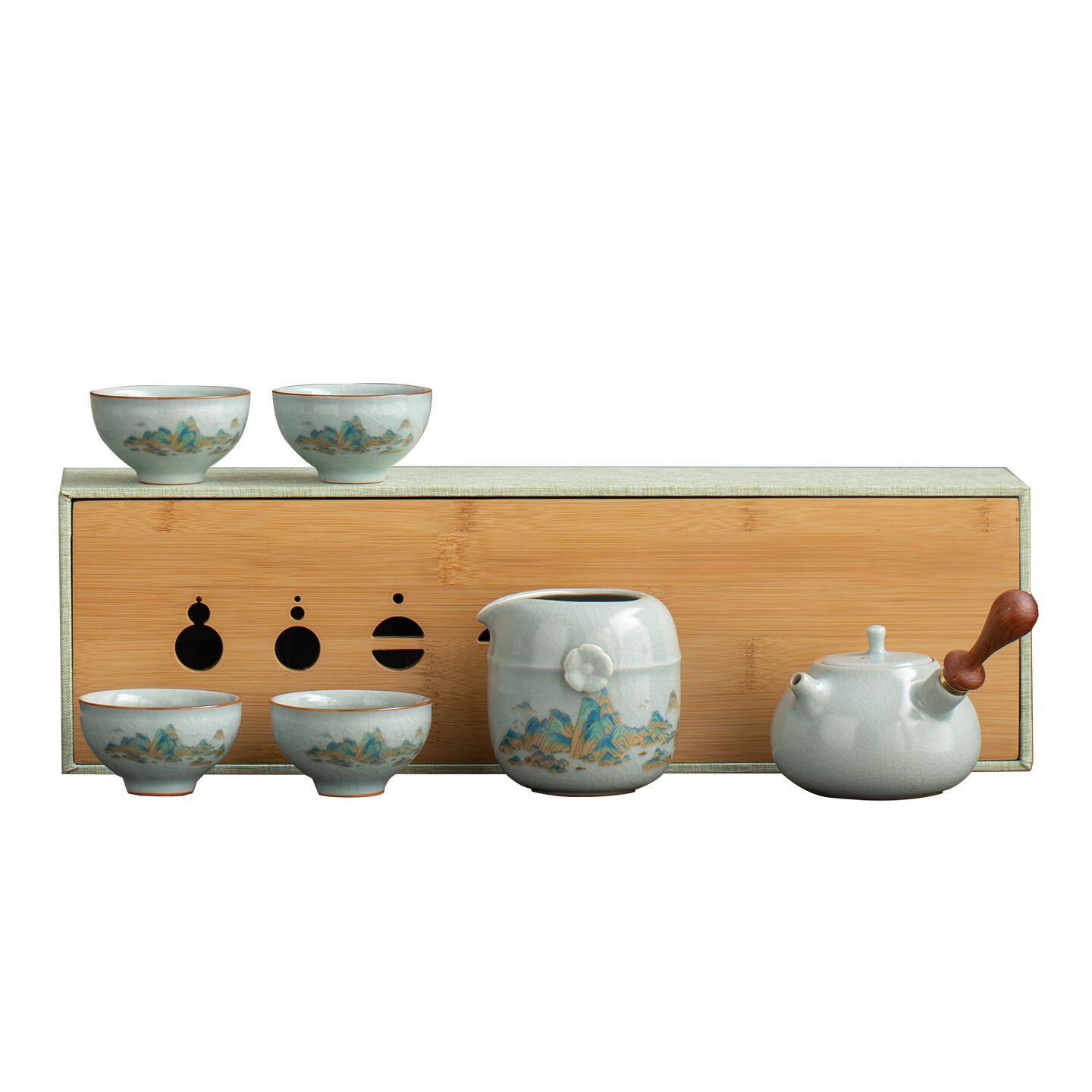 上新了文创 故宫汝瓷茶具套装 茶壶茶杯高档包装家用办公送长辈领导退休礼物 礼盒装【茶壶 茶杯 茶海】