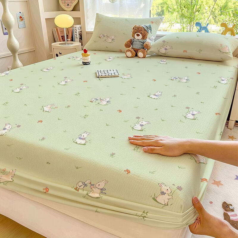 高睿家用双层纱床笠全包隔脏席梦思床垫保护套床罩学生宿舍单双人床套 升级抗菌-兔子小鸭【A类双层纱】亲肤可裸睡 床笠单件-180*200cm【不易褪色】