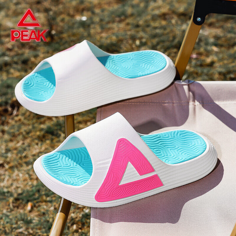 匹克（PEAK）态极运动拖鞋男夏季室内户外外穿防滑厚底拖鞋沙滩拖 白/玫红/绿 42