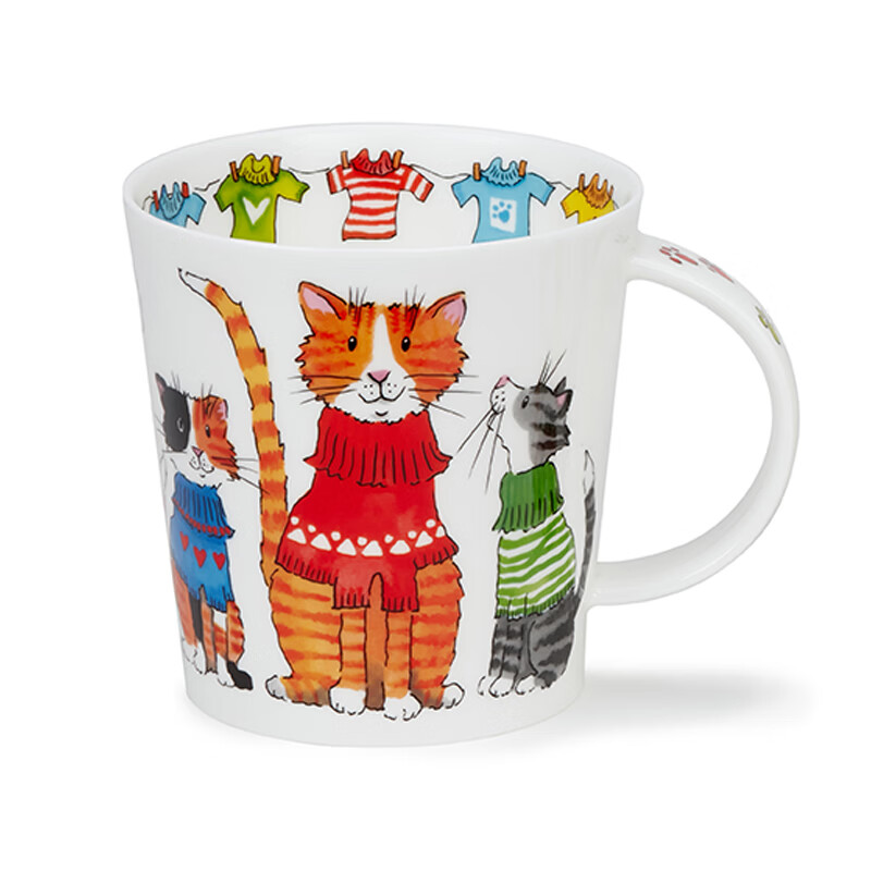 丹侬（DUNOON）骨瓷马克杯大容量时尚猫狗系列超大咖啡杯情侣杯可爱猫咪图案水杯 超大-时尚的喵 750ml