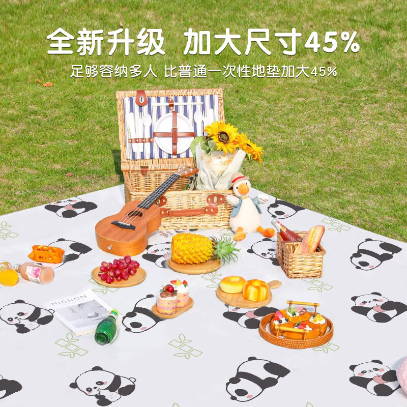 恬舒一次性野餐垫防潮户外露营加厚春游垫子便携地垫郊游沙滩垫野餐布 一次性野餐垫200*220cm 印花款