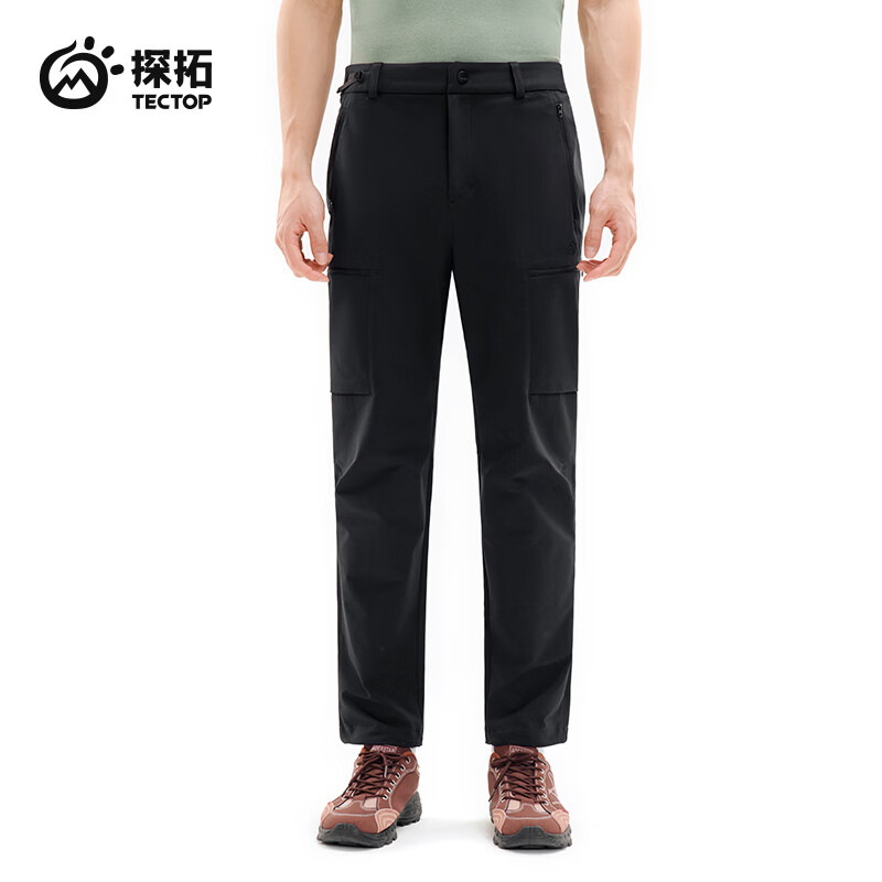探拓（TECTOP）26新款情侣速干裤男夏季防泼水耐磨透气户外登山裤女 男款云墨黑 M