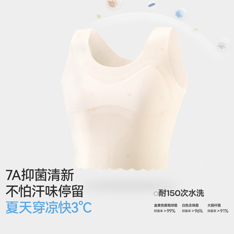 久岁伴【26新款】A类一阶段小学女童发育文胸7A抑菌无痕隐形高弹防凸点 浅绿(1 阶段 8-10岁遮点期) 70A 建议60-75斤