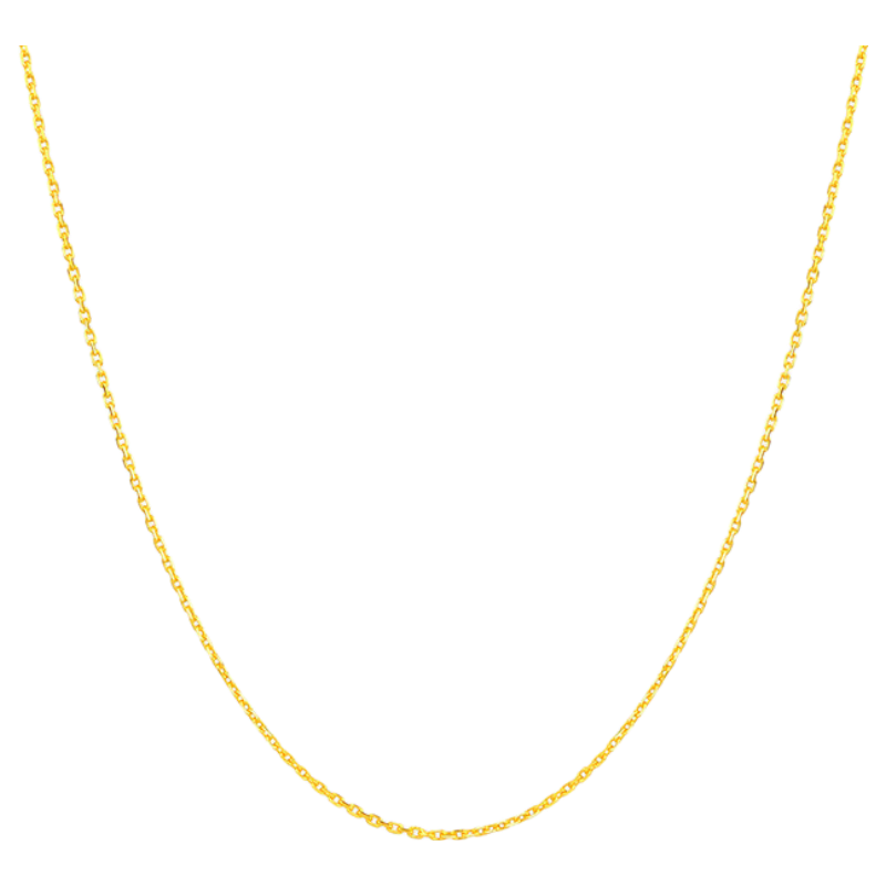 老廟黃金項鏈素鏈頸鏈百搭鎖骨鏈送老婆生日禮物送女友