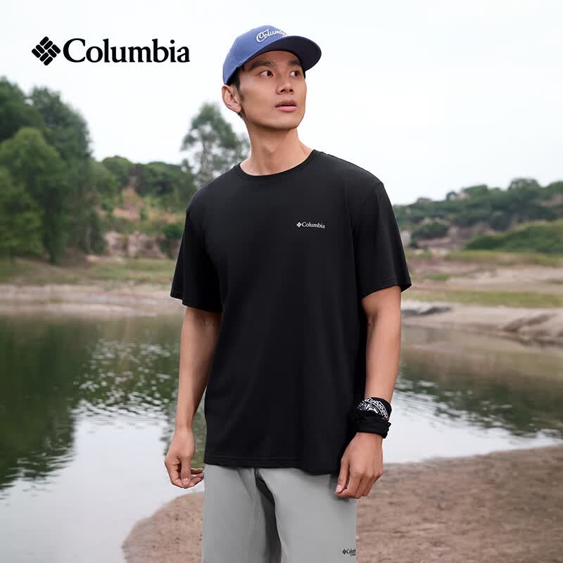 Columbia哥伦比亚户外26春夏新品男女圆领透气运动短袖T恤AE8963 010 黑色 XL (185/104A)