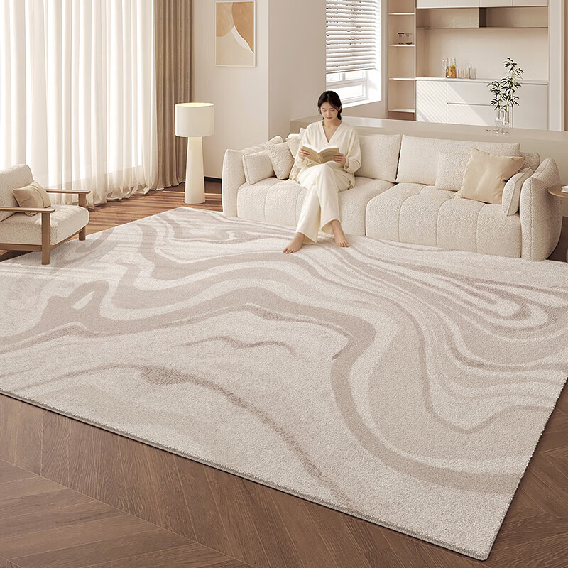 布迪思地毯客厅2026新款免洗可擦奶油风轻奢高级防水卧室地垫加厚防滑 s仿羊绒-云影 定制尺寸联系客服