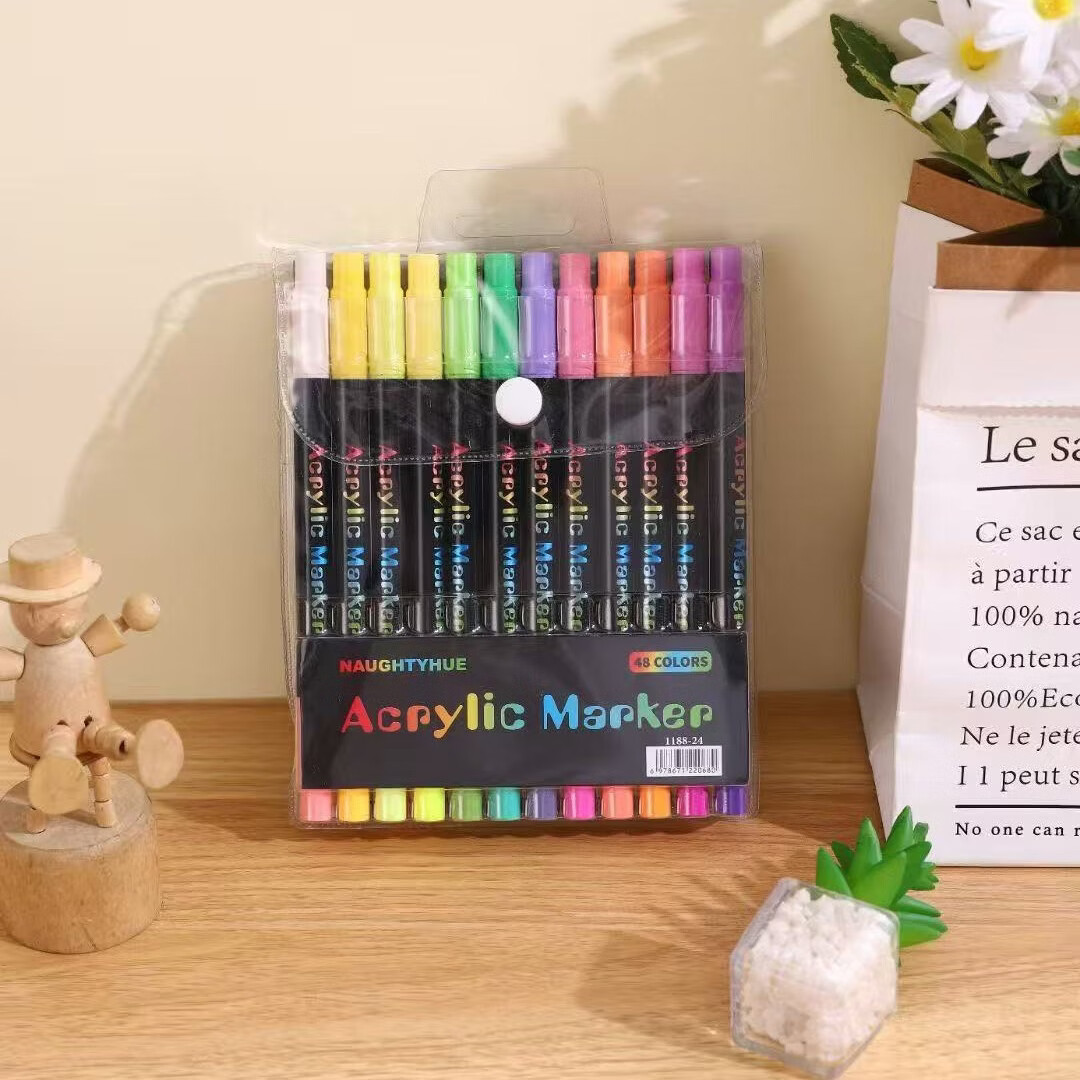 【严选直发】双头双色软头丙烯马克笔可叠色可洗水性儿童手绘大容 双头双色软头丙烯马克笔1188-24