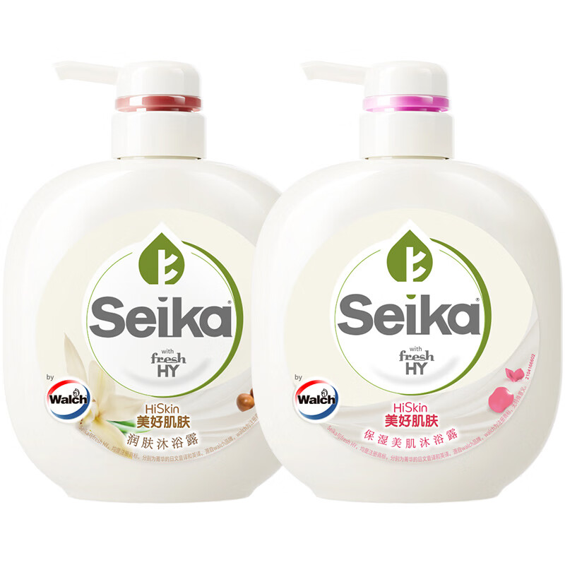 菁华Seika沐浴露保湿滋润(清仓品效期不佳) 乳木果500ml+玫瑰500ml