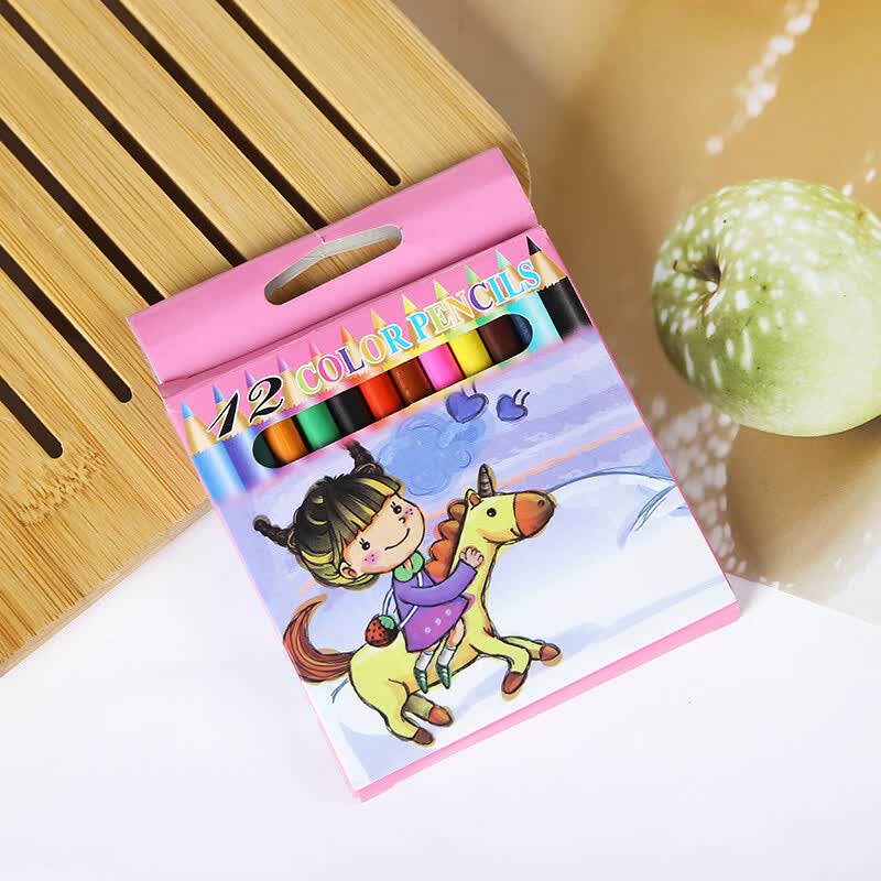 【严选直发】创意12色彩色铅笔套装儿童涂鸦绘画铅笔学生学习文具 HB
