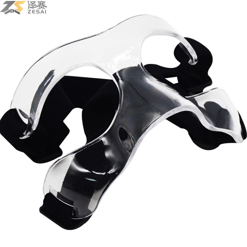 泽赛高透篮球面具护鼻防护面罩日常训练足球篮球运动保护装备半框款式 运动防护面具成人青少年通用透明款篮球护脸面具 篮球防护面罩护鼻脸防撞面具头部保护罩透明色篮球运动