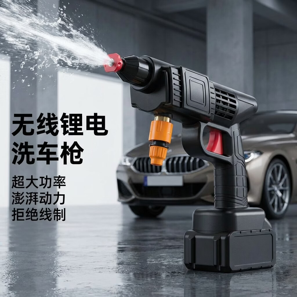 【洗车神器】无线洗车水枪家用洗车高压水枪大功率高压洗车TT 【豪华工具箱】电池+洗车机