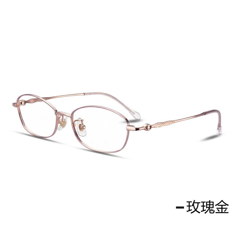 特瞳话超轻金丝小框眼镜女近视可配高度数素颜神器窄边框椭圆框眼睛镜架 玫瑰金 【明月 PMC 超亮】1.56PMC纯净超亮镜片