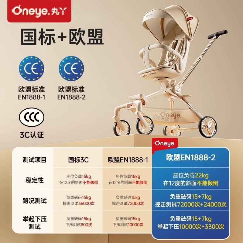 丸丫t6plus遛娃神器0-3岁可坐可躺轻便折叠婴儿推车高景观双向 千禧粉Plus【坐垫+餐盘】