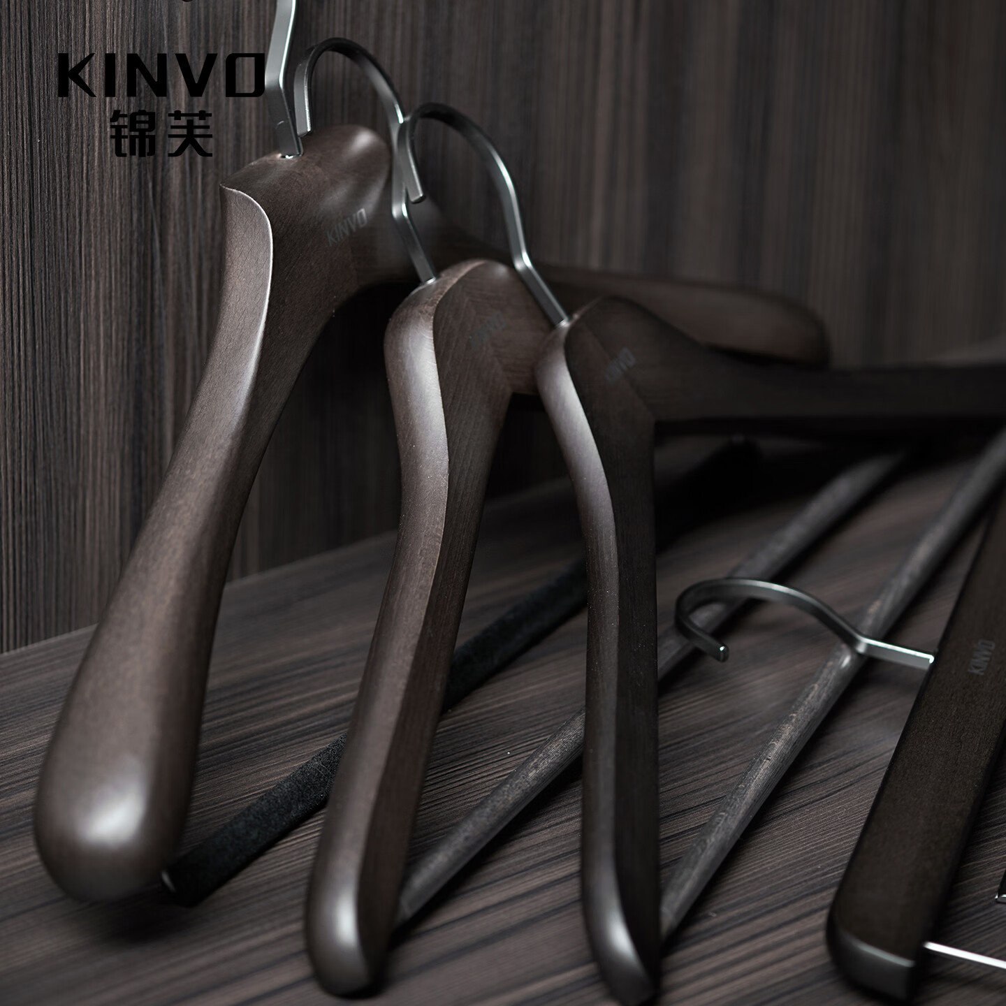 锦芙高端榉木实木衣架子大衣西服专用衣撑高档衣柜衣帽间卧室黑色衣挂 4【玄烟黑】男20厚衣架6支