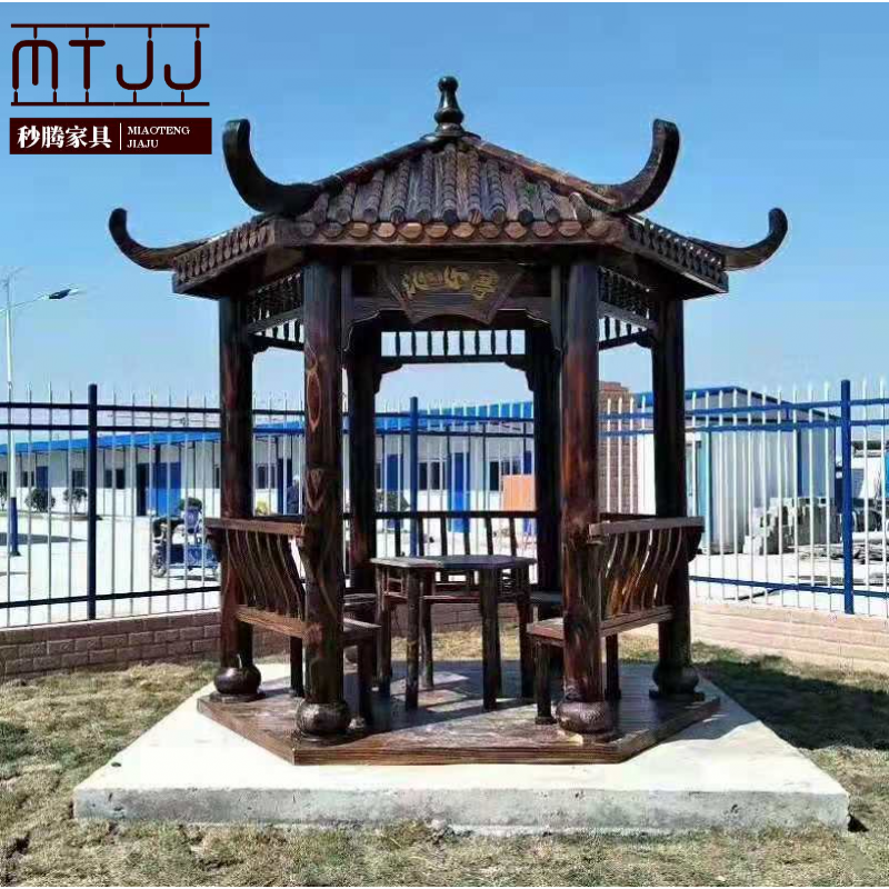 诗亭坊防腐木凉亭凉亭户外庭院现代简约亭子厂家直销碳化f腐木庭院阁