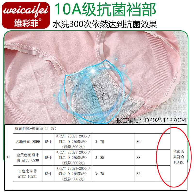 维彩菲 【4条盒装】10A级抗菌女士内裤舒适高弹透气三角裤亲肤中腰内裤 【粉色+肤色+粉灰+浅绿】 盒装 4条 均码 (80-140斤左右)