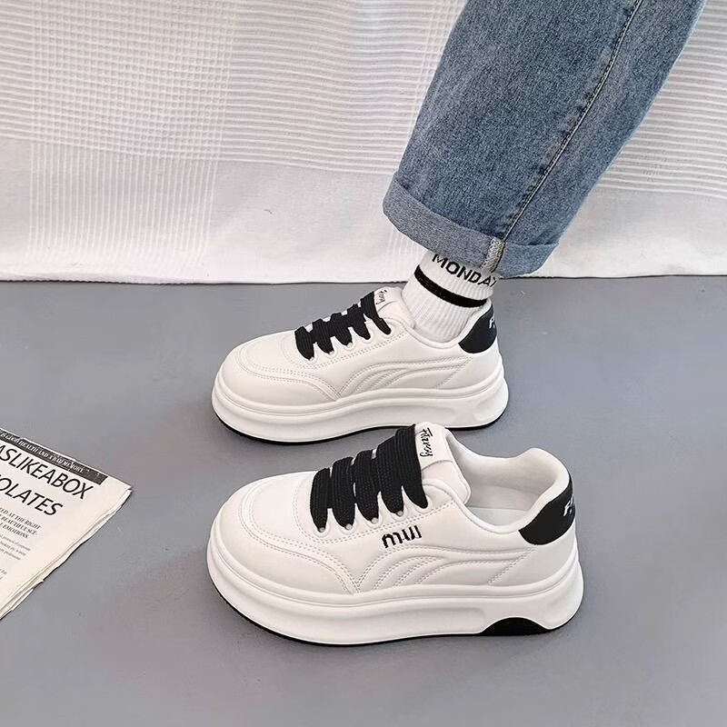 CronetKcnsy厚底运动休闲鞋女春秋季2026新款爆款百搭软底小白鞋面包增高板鞋 K68小白鞋【红色】盒子装 37