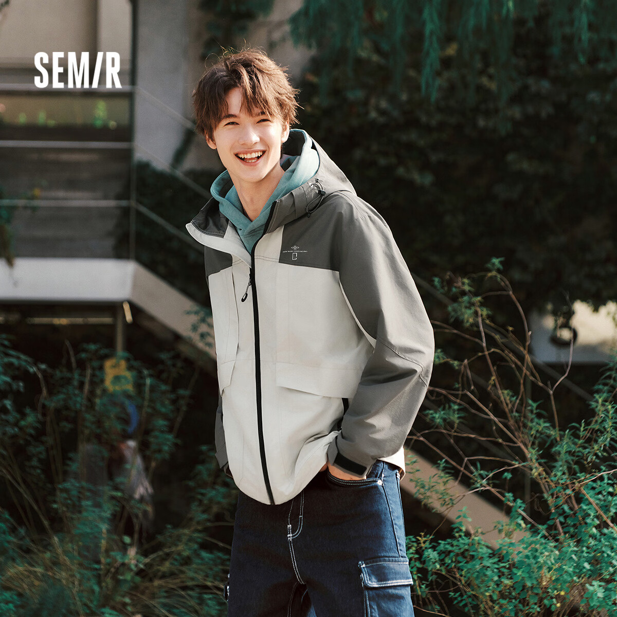 森马（Semir）都市护身服|中国国家地理嘉绒系列夹克男春宽松护身 灰白色调00321 L