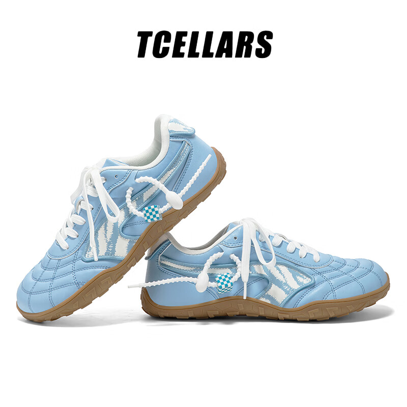 Tcellars德训鞋男鞋2026新款低帮透气平底板鞋时尚百搭休闲鞋子男 北卡蓝 39
